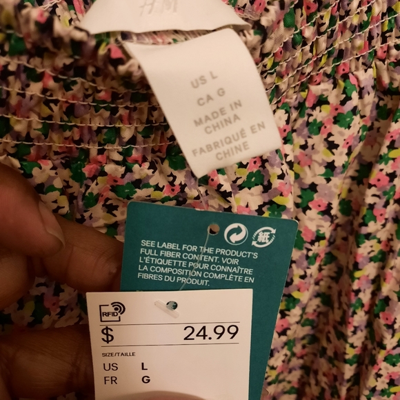 H&M green, pink and yellow blouse/top - Picture 2 of 4